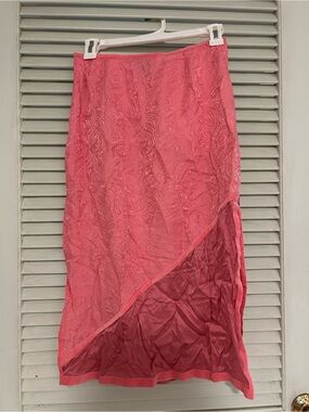 Bebe pink Silk Midi Skirt size xs